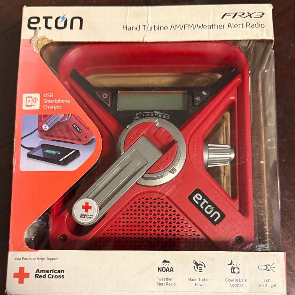 Eton FRX3 Red Emergency Radio with Hand Turbine